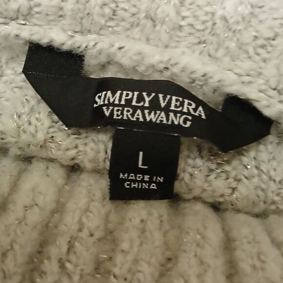 SIMPLY VERA, VERAWANG Cozy Gray Turtleneck Sweater Size L - Picture 7 of 9